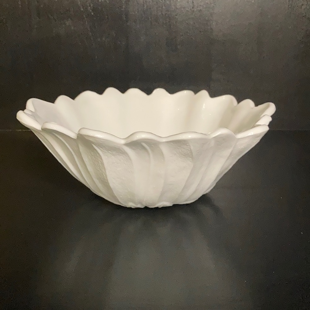 Vintage White Scalloped Ceramic Bowl